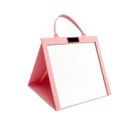 Miroir de pleine longueur à trois volets incassable à suspendre sur | Miroir complet pour camping, voyage, chambre à coucher, appartement, vestiaire, maquillage à carreaux, rose
