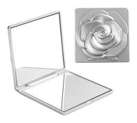 Miroir de Poche Carré Magnifique - Marque - Double Face et Pliable - Gris