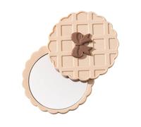 Miroir de poche compacte - outil de maquillage de voyage à motif de gaufre, conception pratique double face | Accessoire cosmétique rond mince avec lourd HD, couvercle résistant aux rayures pour coiff
