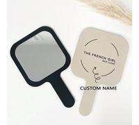 Miroir de poche de marque, miroir de logo, petits miroirs d'entreprise, salons de coiffure, professionnels de la beauté, artistes maquilleurs, miroir pour esthétique, barbier Cartoon,LettresVerre