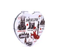Miroir de poche double | Design Barcelone au choix : monuments en forme de cœur ou Salamandre Gaudí | Miroir compact pour sac | souvenir de voyage et cadeau