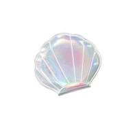 Miroir de Poche Miroir de Maquillage Dream Laser Color en Forme de Coquillage, grossissant x2, Portable, Pliable, Double Face(Silver)