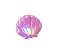 Miroir de Poche Miroir de Maquillage Dream Laser Color en Forme de Coquillage, grossissant x2, Portable, Pliable, Double Face(Pink)