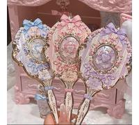 Miroir de poche vintage mignon en forme de lapin de Flower Knows Bunny Garden, miroir de maquillage portable pour filles 01Cloudy Blue