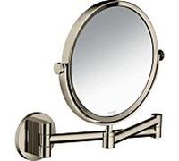 Miroir de rasage circulaire universel Hansgrohe Axor 42849830, grossissement x5, fixation murale, nickel poli
