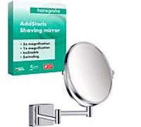 Miroir de rasage Hansgrohe AddStoris 41791000, grossissement 1x et 3x, fixation murale, chromé