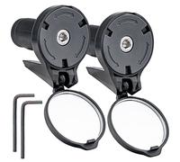 Miroir de rétroviseur pour extrémité de guidon en pack de 2 - Miroir de rétroviseur HD ajustable en verre convexe pour extrémité de barre de descente de vélo de route ou extrémité de guidon de vélo de