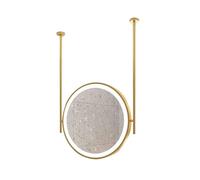 Miroir De Salle Bain LED Rond Monté Au Plafond avec Éclairage À Intensité Variable 3 Couleurs, Parfait for Une Utilisation La Maison Ou L'hôtel(Gold,70x70cm)