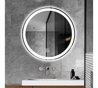 Miroir de salle bain rond à LED avec éclairage mural, miroir circulaire intensité variable rétroéclairage, 3 couleurs réglables(Single Touch,60cm)