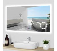 Miroir de Salle de Bain 100cmx60cm avec LED 3 Couleurs et luminosité réglables + Anti-buée + Miroir grossissant + Horloge numérique IP44