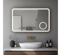 Miroir de Salle de Bain 140x80cm avec Horloge Digitale et éclairage LED à Couleur réglable (2700K/4600K/6500K)