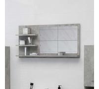 Miroir De Salle De Bain 90x10,5x45 Cm, Gris Béton, Bois Contreplaqué, Montage Mural, Design Gris