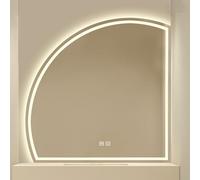 Miroir de salle de bain à DEL à intensité variable, miroir de courtoisie éclairé par le devant, anti-buée, montage mural, éclairage élégant pour salles de bains modernes, design en bas à gauche, 80 cm