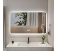 Miroir de salle de bain à DEL à intensité variable - Miroir mural rectangulaire de 40 x 60 cm avec capteur tactile, 3 options de couleur et fonction anti-buée pour une application parfaite du