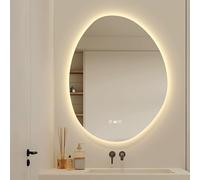 Miroir de salle de bain à DEL intelligent 48 à intensité variable ovale avec antibuée 3 réglages de couleur et design mural rétroéclairé moderne pour décoration d'intérieur