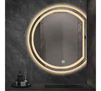 Miroir de salle de bain à LED à intensité variable - Miroir décoratif semi-circulaire lumineux - 50 x 45 cm - 90 x 81 cm - 3 options de couleur vers le bas/gauche/droite - Décoration d'intérieur