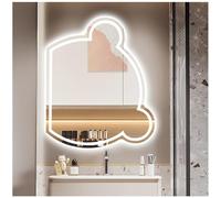 Miroir De Salle De Bain À LED Avec Lumière En Forme D'ours Irrégulier, Miroir Mural De Courtoisie, Dimmable, 3 Couleurs De Lumière, Économie D'Énergie, Antidéflagrant(Right,70x85cm/27.5x33.4in)