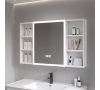 Miroir De Salle De Bain à LED avec Rangement Armoire De Toilette avec Miroir Antibuée Armoire à Pharmacie Intelligente avec Miroir pour Salle De Ba, White, 90 * 11.5 * 70cm/35.4 * 4.5 * 27.6in