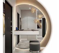 Miroir de salle de bain à LED avec rétroéclairage à intensité variable et design antibuée incassable pour une utilisation sous la coiffeuse