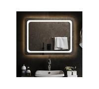 Miroir de Salle de Bain à LED Miroir de Maquillage Lumineux Coiffeuse Cosmétique Décoration de Toilette Maison Intérieur 80x60 cm