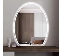 Miroir de Salle de Bain À LED, Miroirs en Demi Cercle sans Cadre, Miroir Coiffeuse Lumineux, Miroir de Couloir, Gradable À L'infini, 3 Couleurs de Lumière, Bouton Tactile Unique (Size : 50x70cm)