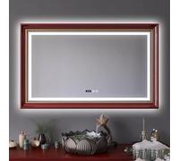 Miroir de salle de bain à LED moderne à fixation murale avec film anti-buée Rétroéclairé intelligent Miroir de courtoisie 3 couleurs pour salles de bains élégantes