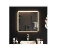 Miroir de Salle de Bain à LED Mural Miroir de Maquillage Lumineux Coiffeuse Cosmétique Décoration Toilette Intérieur 60x60 cm