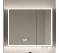 Miroir de salle de bain à LED réglable et éclairé, rangement de médicaments, miroir à suspendre avec lampe pour économiser de l'espace, organisateur de salle de bain, design moderne pour un usage
