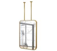 Miroir de salle de bain à suspendre au plafond, miroir rectangulaire avec cadre en métal doré, miroir de maquillage mural, miroir flottant décoratif à tige suspendue, flèche personnalisable #2 ( Size