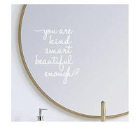 Miroir de Salle de Bain Affirmation Wall Decor, You are Kind Smart Beautiful Enough Vinyl Stickers, Mirror Wall Sticker for Bathroom Bedroom, Affirmations Decals for Girls Teens (Blanc)