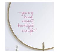 Miroir de Salle de Bain Affirmation Wall Decor, You are Kind Smart Beautiful Enough Vinyl Stickers, Mirror Wall Sticker for Bathroom Bedroom, Affirmations Decals for Girls Teens (Rose)