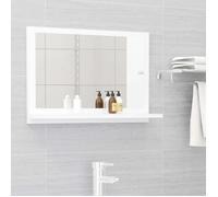 Miroir de salle de bain - Aggloméré - Blanc - Style Contemporain - Petite étagère - 60 cm
