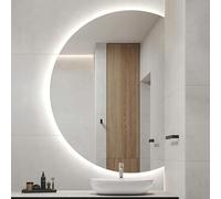 Miroir de salle de bain antibuée à intensité variable avec 3 lumières de couleur 119 x 81 cm - Demi-cercle décoratif multifonctionnel anti-explosion, parfait pour les intérieurs modernes