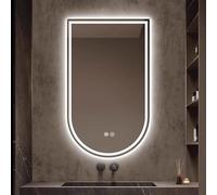 Miroir de Salle de Bain arqué à Del pour Mur 32" 40" Miroir de Maquillage Lumineux antibuée 48" 51", lumière à intensité Variable 3 Couleurs, éclairage Frontal et arrière, sans cad