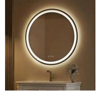 Miroir de salle de bain - AURALUM MAX - Miroir LED Ronde 70cm - Anti-buée - Tactile - Éclairage réglable