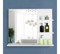 Miroir de salle de bain avec 3 étagères intégrées blanc