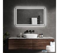 Miroir de Salle de Bain avec éclairage,100×60cm,Compatible avec Alexa et Google Assistant,Contrôlable Via l'application,Température de Couleur de la lumière 3000K-6500K,Intensité Variable,Désembuage