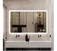 Miroir de salle de bain avec éclairage,100 x 60 cm, Miroir mural avec douille, miroir LED de salle de bain avec interrupteur