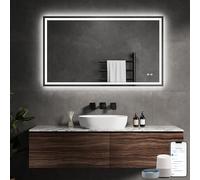 Miroir de Salle de Bain avec éclairage,120×70cm,Compatible avec Alexa et Google Assistant,Contrôlable Via l'application,Température de Couleur de la lumière 3000K-6500K,Intensité Variable,Désembuage