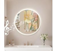 Miroir de Salle de Bain avec éclairage, 50 cm, avec éclairage, Anti-buée, Bluetooth, 3 Couleurs de lumière, LED, avec Interrupteur Tactile, Miroir de Salle de Bain avec lumière