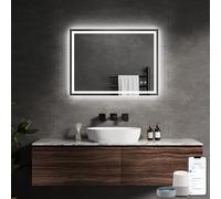 Miroir de Salle de Bain avec éclairage,80×60cm,Compatible avec Alexa et Google Assistant,Contrôlable Via l'application,Température de Couleur de la lumière 3000K-6500K,Intensité Variable,Désembuage
