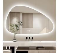 Miroir de salle de bain avec éclairage anti-buée et lumières LED, design rétroéclairé sans cadre pour une utilisation sous lavabo, interrupteur tactile