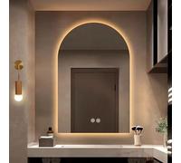 Miroir de salle de bain avec éclairage LED 40 x 60 cm, miroir mural réglable avec anti-buée, 3 options de couleur, 50 x 80 cm, pour salle de bain moderne, design élégant et fonctionnel.