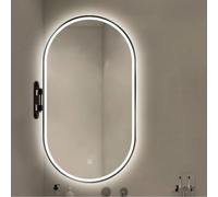 Miroir De Salle De Bain avec Éclairage LED, Miroir De Maquillage Mural HD, Luminosité Réglable, Miroir d'angle Pivotant avec Support Pivotant, pour Entrée, Vestiaire Et Décoration(50L x 90W cm)