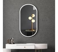Miroir de Salle de Bain avec éclairage LED, Miroir Mural Ovale à Cadre métallique, Miroir Intelligent avec écran Tactile, 3 Couleurs d'éclairage à intensité Variable, Miroir de Maquillage mu