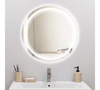 Miroir de Salle de Bain avec Éclairage LED Miroir Murale Dimmable 3000-4000-6000k, Fonction Mémoire, Désembuage, pour Toilettes, Hôtels, Appartements, Dortoirs