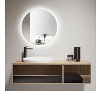 Miroir de salle de bain avec éclairage rond TALOS LED VERONA Shine en or mat Ø50 cm - miroir avec fonction Hand Wave Sensor - adapté aux pièces humides grâce au cadre en aluminium