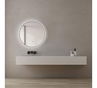 Miroir de salle de bain avec éclairage TALOS LED rond VERONA Shine en noir mat Ø50 cm - miroir avec fonction Hand Wave Sensor - adapté aux pièces humides grâce au cadre en aluminium