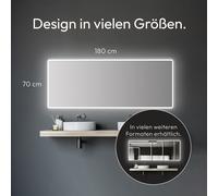 Miroir de salle de bain avec éclairage TALOS Moon miroir de salle de bain LED 180x70 cm - adapté à l'eau humide grâce au cadre en aluminium - couleur de lumière blanc neutre