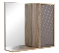 HOMCOM Miroir Mural Salle de Bain avec Étagère et Placard Chêne Clair Gris Aosom France